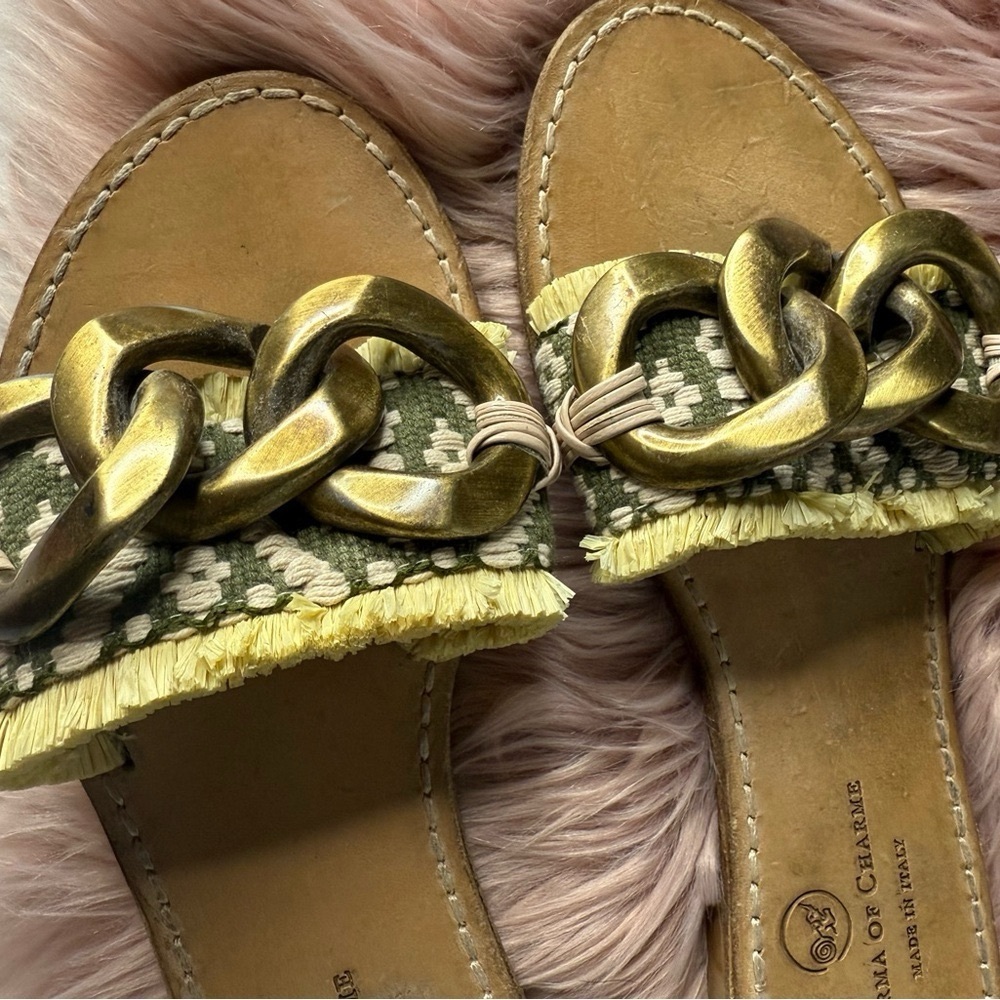 Free People x Karma Of Charme Magical C-Etno Leather Raffia Sandals Size 39 - Picture 2 of 6